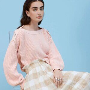 Peach Sailing Sweater ADEAM Medium NWT Designer Knit Top Preppy Nautical